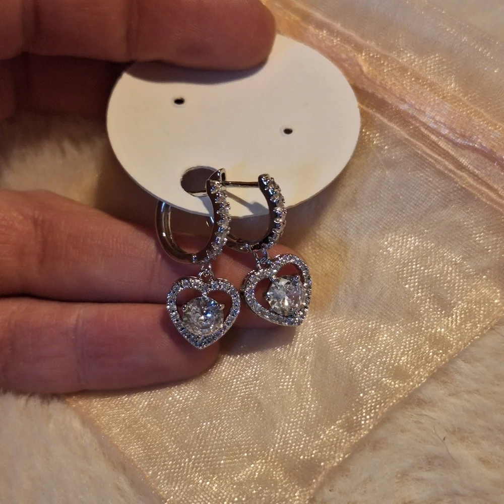 Elegant Silver Heart Earrings